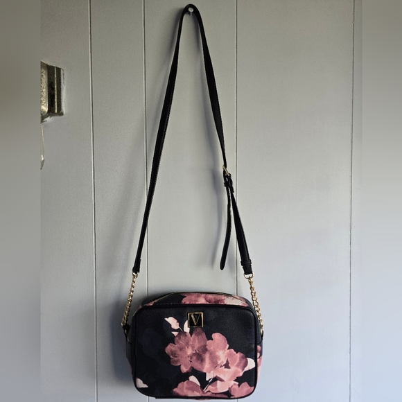Victoria's Secret Handbags - Victoria's Secret Black Crossbody Bag with Floral Design